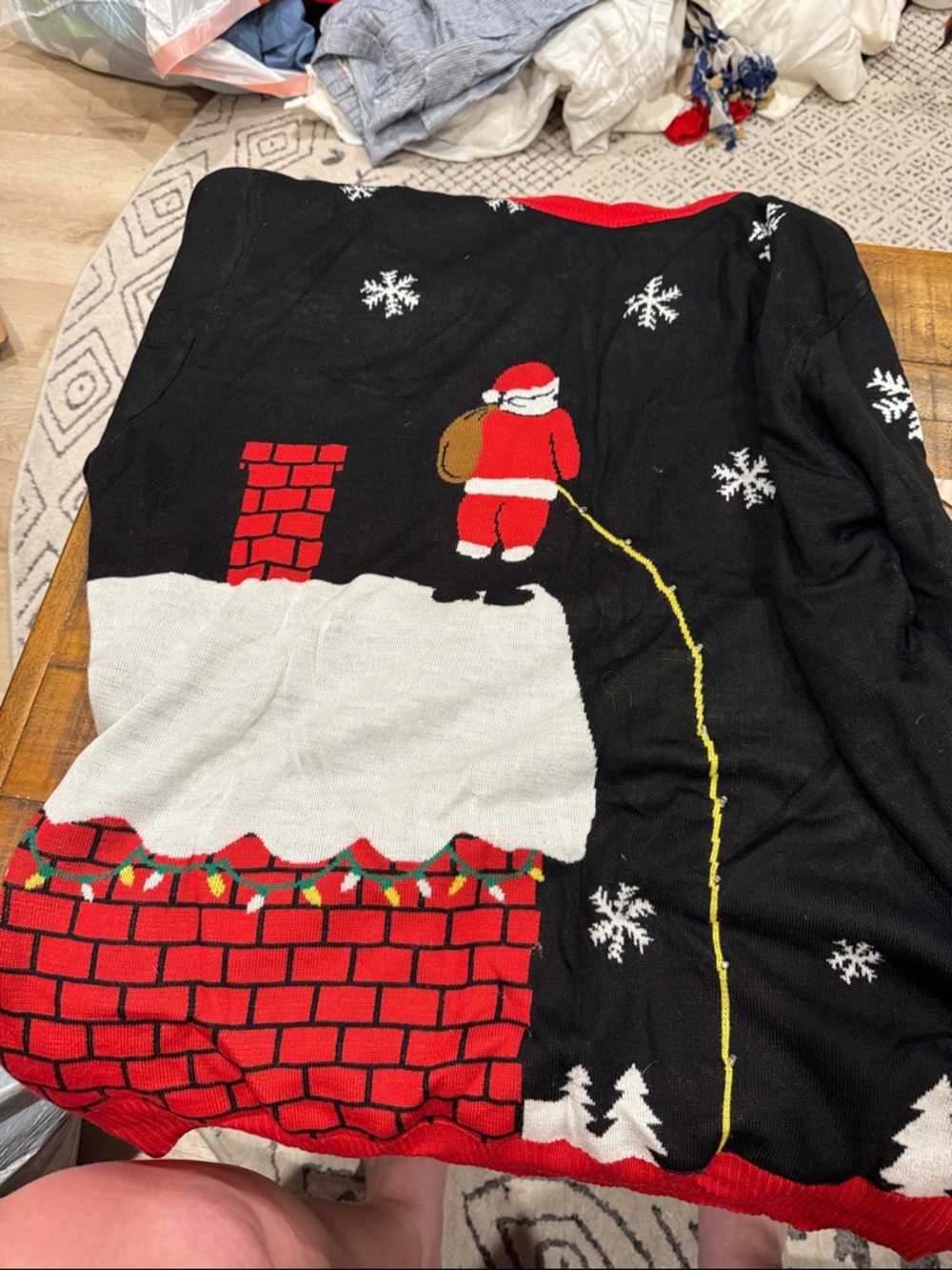 Tipsy Elves Black and Red Holiday Sweater Collar Detail